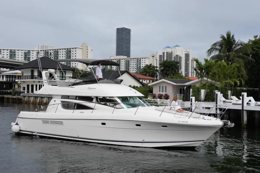 Our Prestige 48 at the dock